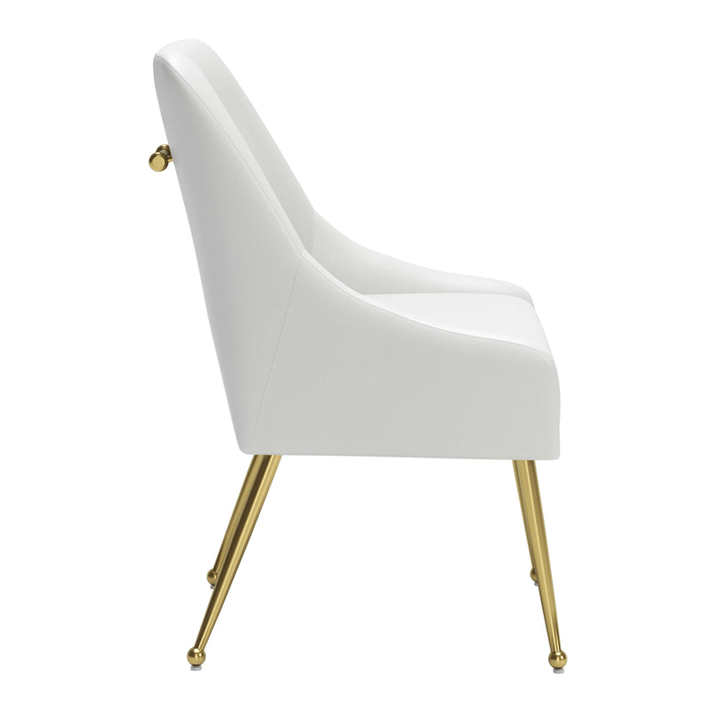 Zuo Maxine 109714 Dining Chair - White & Gold IMAGE 2