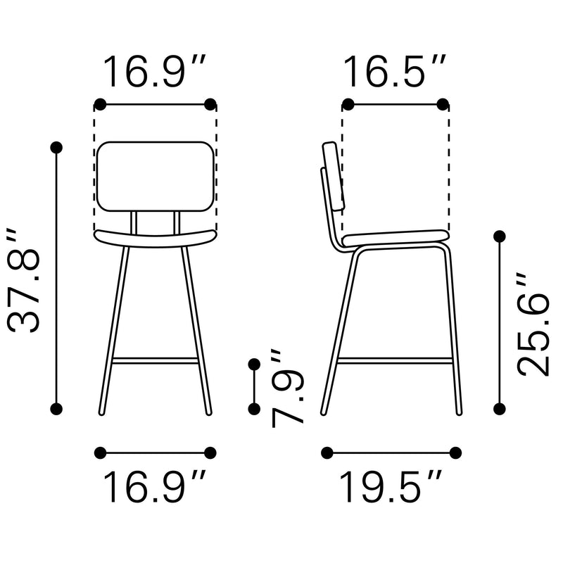 Zuo Boston 109504 Counter Stool - Vintage Black IMAGE 10