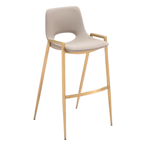 Zuo Desi 109735 Barstool - Beige & Gold IMAGE 1