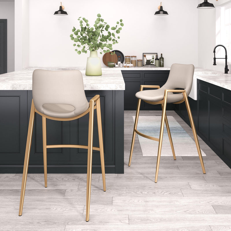 Zuo Desi 109735 Barstool - Beige & Gold IMAGE 7