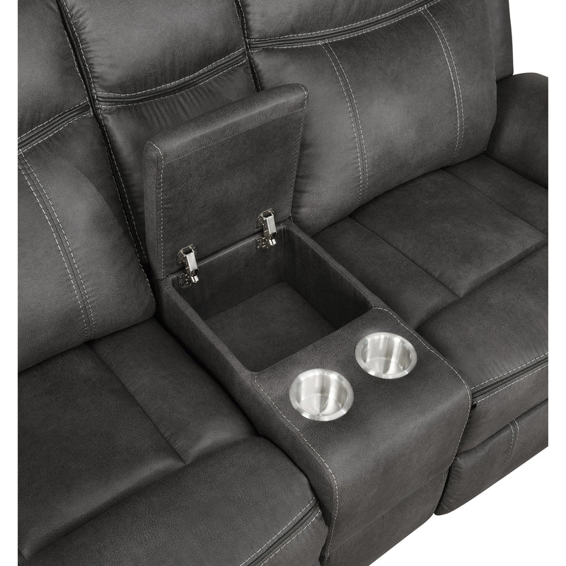  Coaster Furniture Lawrence 603505 Upholstered Padded Arm Reclining Loveseat - Charcoal IMAGE 6