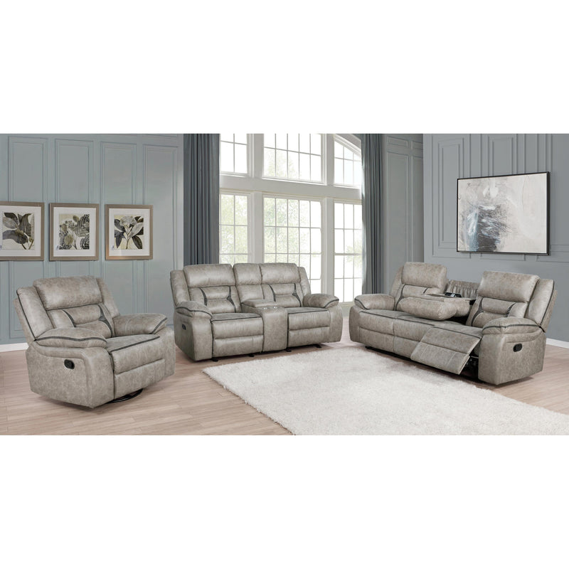  Coaster Furniture Greer 651352 Upholstered Motion Reclining Loveseat - Taupe IMAGE 3