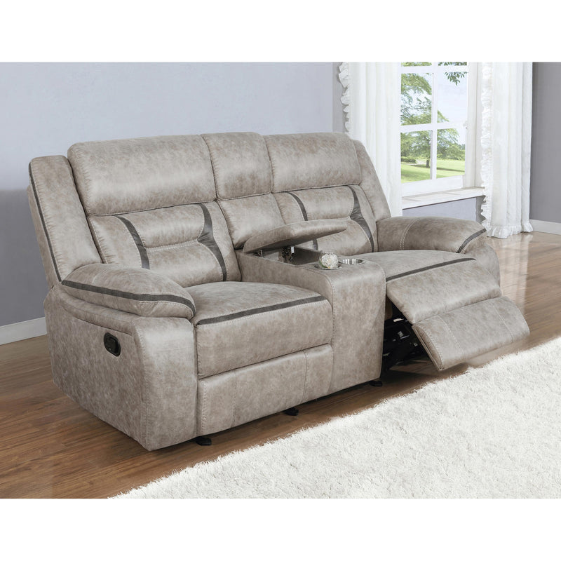  Coaster Furniture Greer 651352 Upholstered Motion Reclining Loveseat - Taupe IMAGE 6