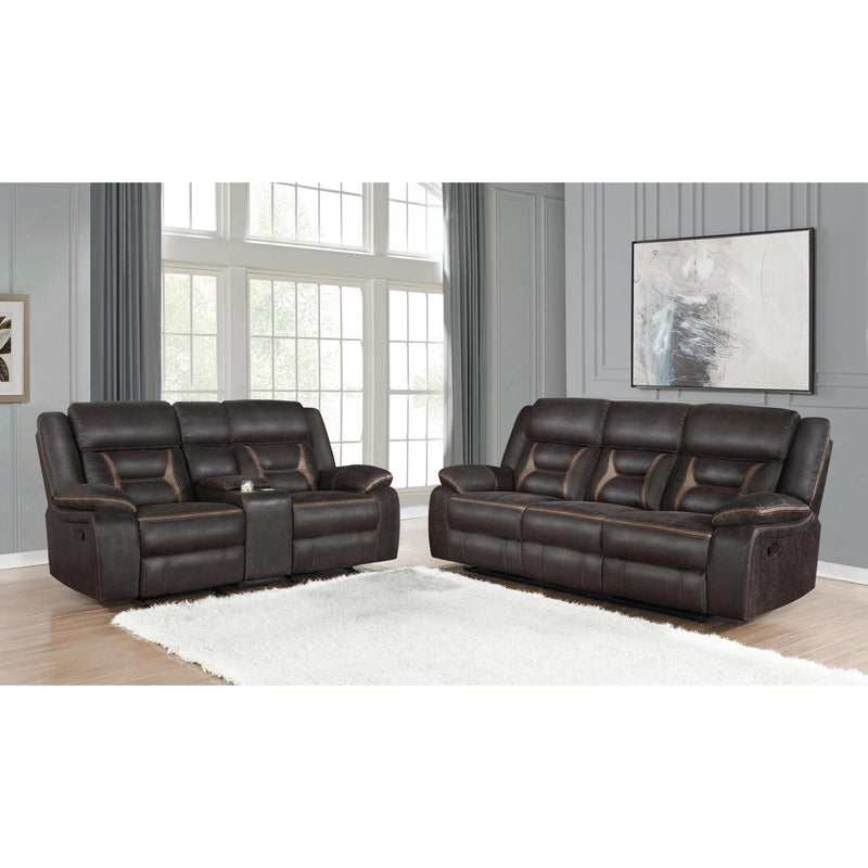  Coaster Furniture Greer 651354 Upholstered Motion Reclining Sofa - Brown IMAGE 3