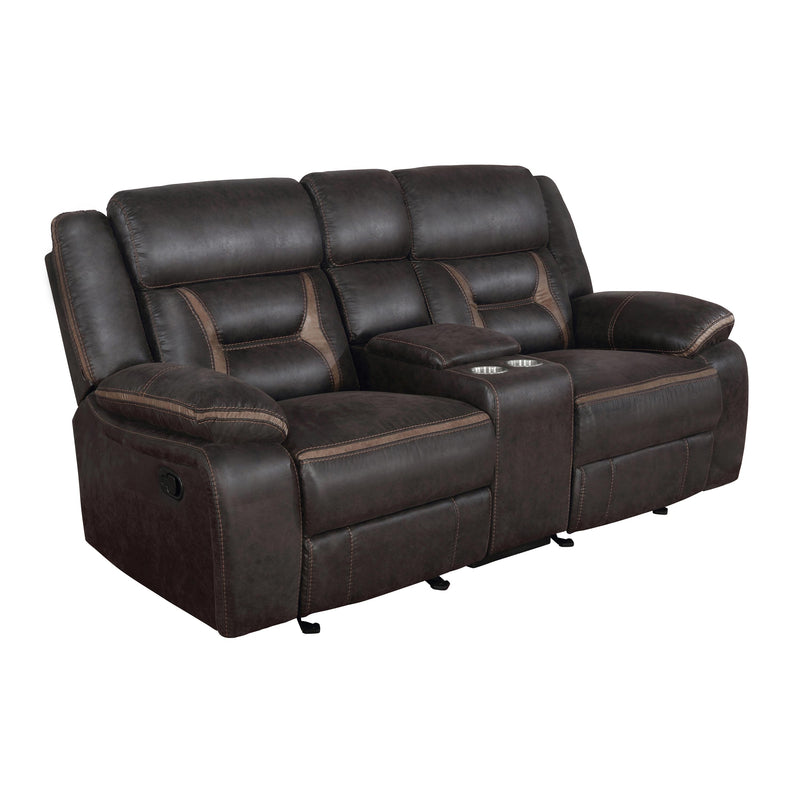  Coaster Furniture Greer 651355 Upholstered Motion Reclining Loveseat - Brown IMAGE 1