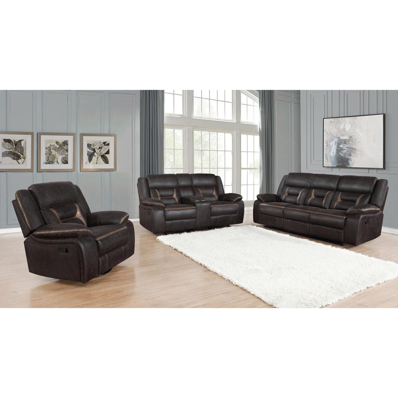  Coaster Furniture Greer 651355 Upholstered Motion Reclining Loveseat - Brown IMAGE 2