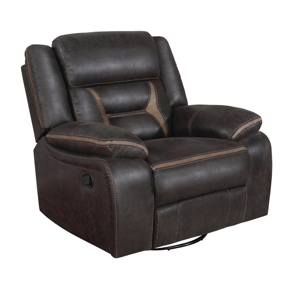  Coaster Furniture Greer 651356 Upholstered Swivel Glider Recliner Chair - Brown IMAGE 1