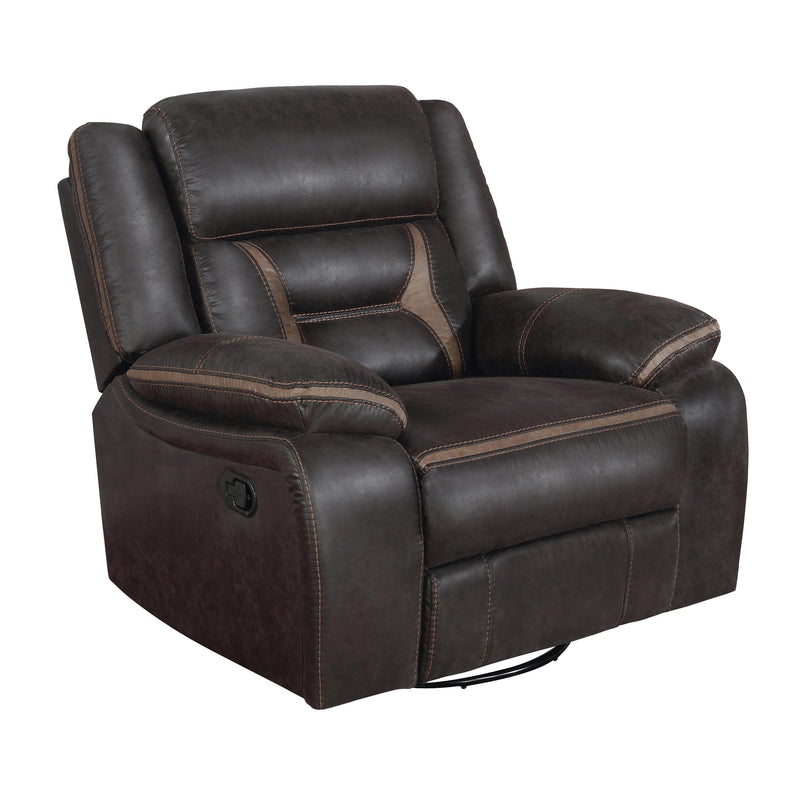  Coaster Furniture Greer 651356 Upholstered Swivel Glider Recliner Chair - Brown IMAGE 1