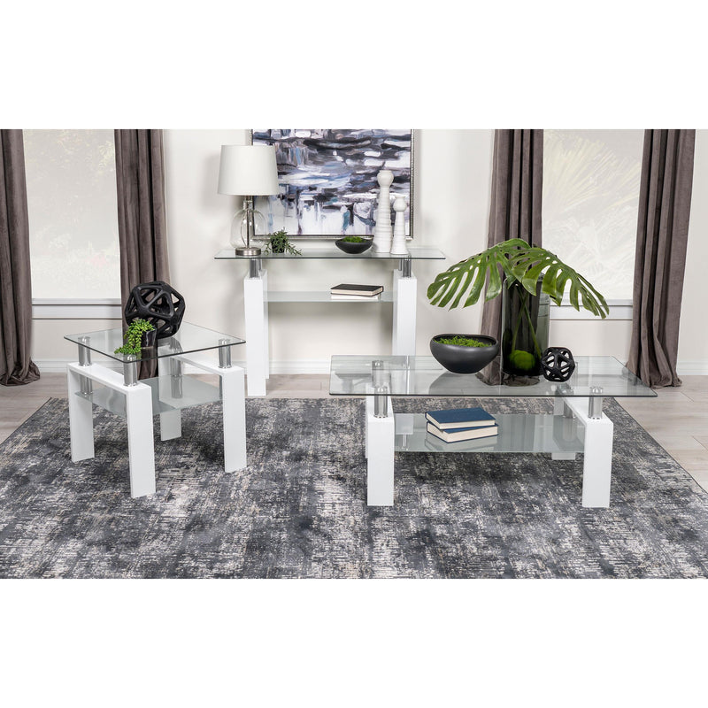 Coaster Furniture Dyer 703437 1-shelf Square Glass Top Side End Table - White IMAGE 5