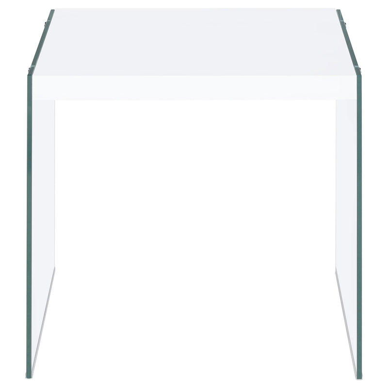 Coaster Furniture Opal 704147 Square Glass Frame Side End Table - White High Gloss IMAGE 2