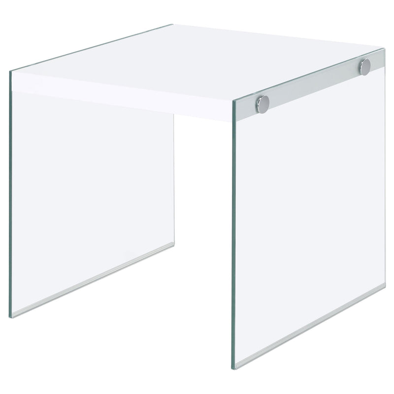 Coaster Furniture Opal 704147 Square Glass Frame Side End Table - White High Gloss IMAGE 3