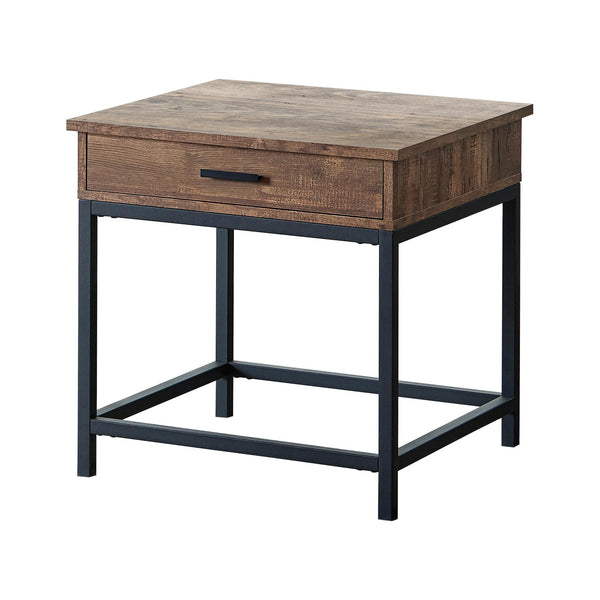 Coaster Furniture Byers 723777 Square 1-Drawer End Table - Brown Oak/Sandy Black IMAGE 1