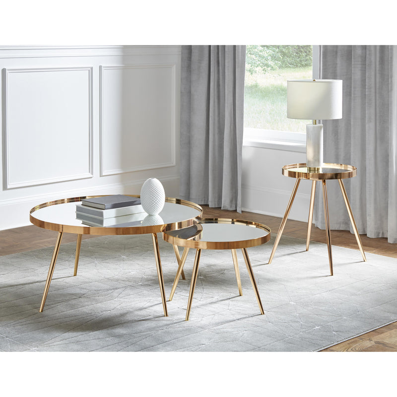  Coaster Furniture Kaelyn 723917 Round Mirror - Top End Side Table - Gold IMAGE 2