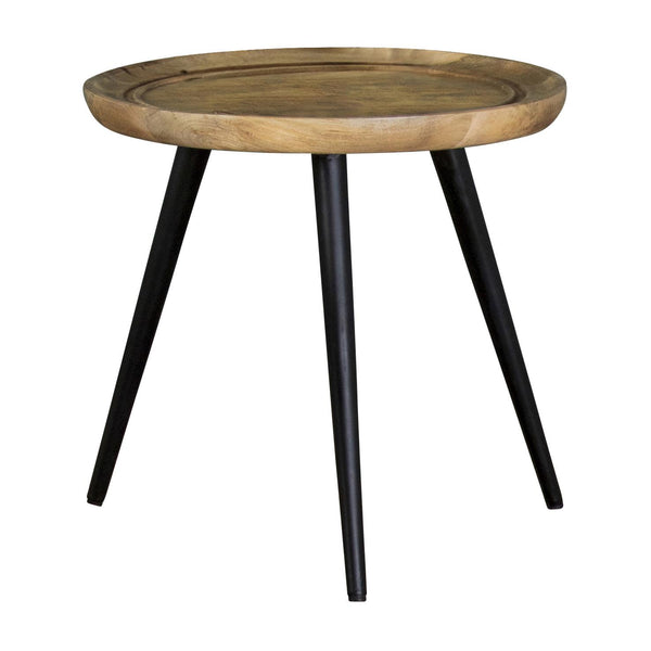 Coaster Furniture Zoe 736107 Round Mango Wood Side End Table - Natural and Black IMAGE 1