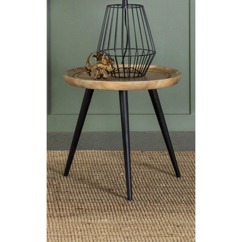 Coaster Furniture Zoe 736107 Round Mango Wood Side End Table - Natural and Black IMAGE 2