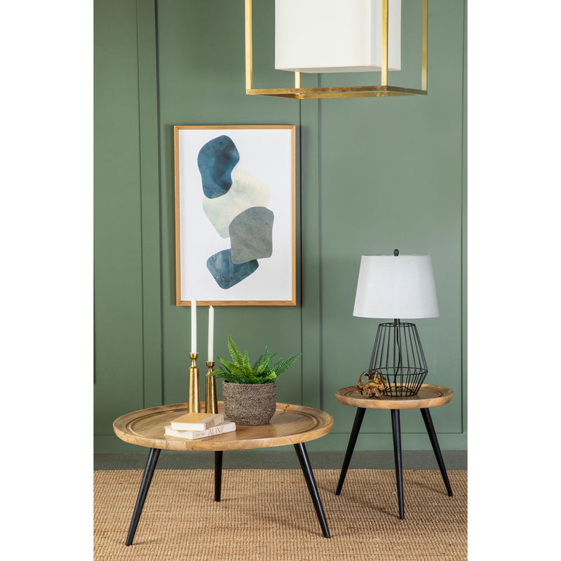 Coaster Furniture Zoe 736107 Round Mango Wood Side End Table - Natural and Black IMAGE 3