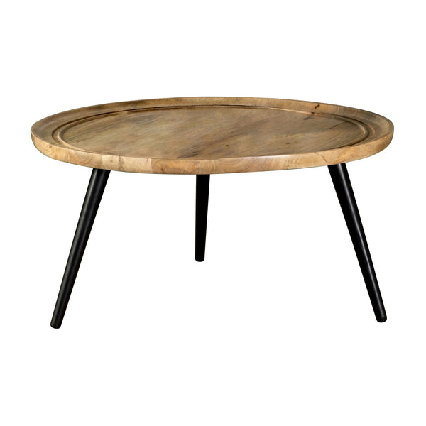 Coaster Furniture Zoe 736108 Round Mango Wood Coffee Table - Natural and Black IMAGE 1
