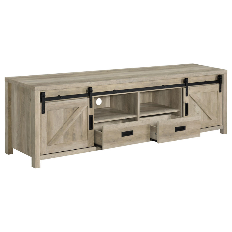 Coaster Furniture Madra 736263 Rectangular TV Console With 2 Sliding Doors - Antique Pine IMAGE 2