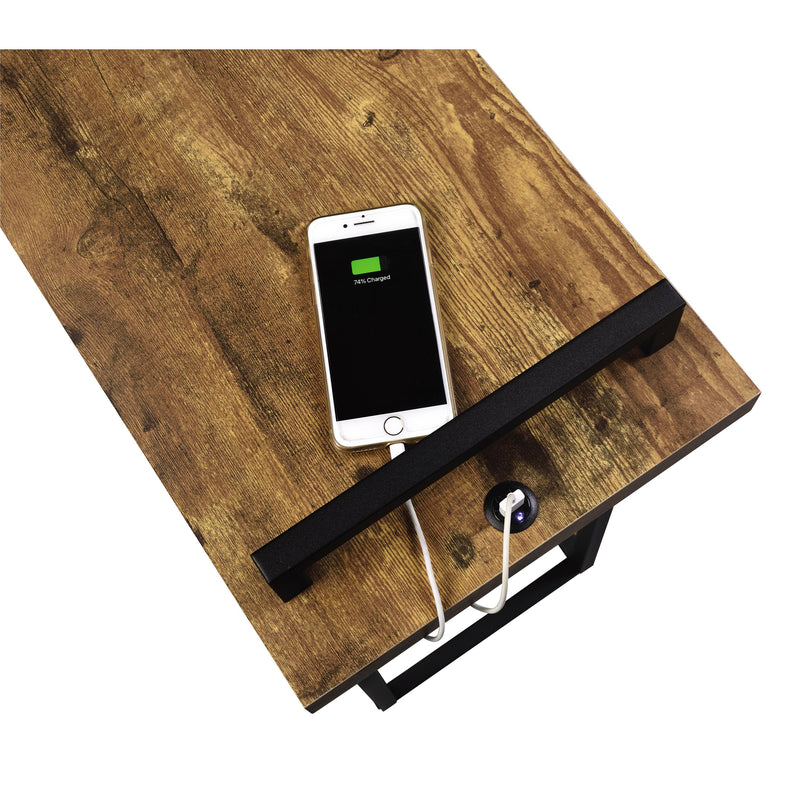 Coaster Furniture Maxwell 931124 C-shaped Side Table USB Charging - Rustic Nutmeg IMAGE 3