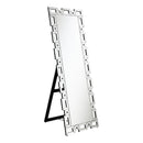  Coaster Furniture Tavin 961634 24 x 65 Inch Geometric Frame Standing Mirror - Silver IMAGE 1