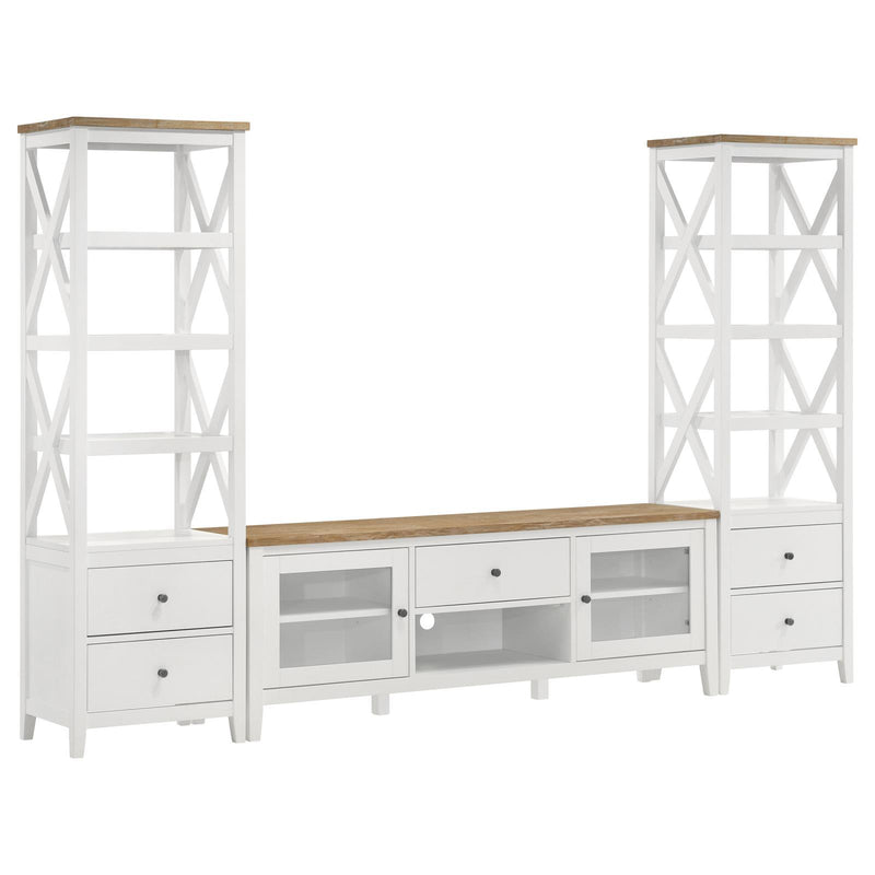  Coaster Furniture Hollis 708253 2-door Wood 67" TV Stand with Drawer - Brown and White IMAGE 10