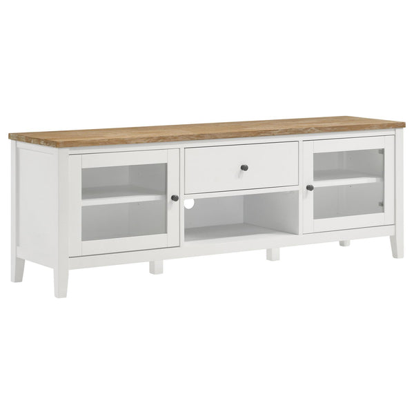  Coaster Furniture Hollis 708253 2-door Wood 67" TV Stand with Drawer - Brown and White IMAGE 1