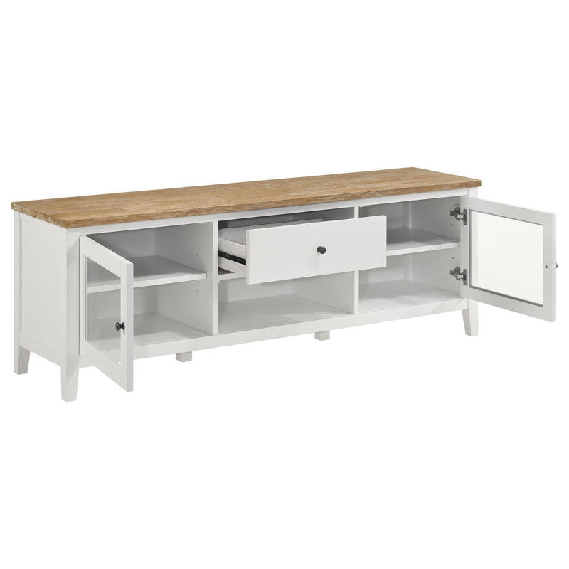  Coaster Furniture Hollis 708253 2-door Wood 67" TV Stand with Drawer - Brown and White IMAGE 3