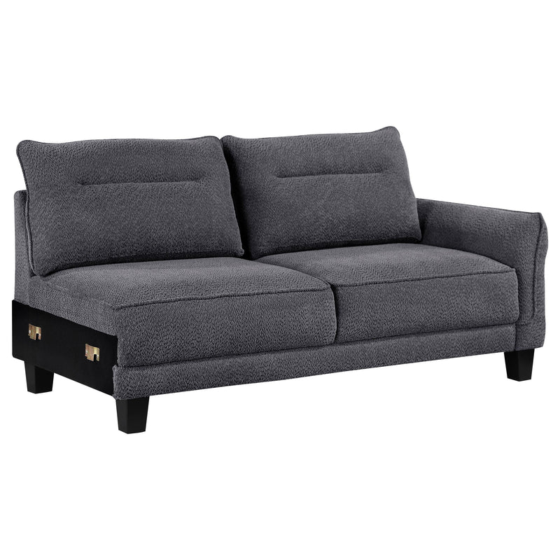  Coaster Furniture Caspian 509540 Upholstered Curved Arm Chaise Sectional Sofa - Grey IMAGE 3