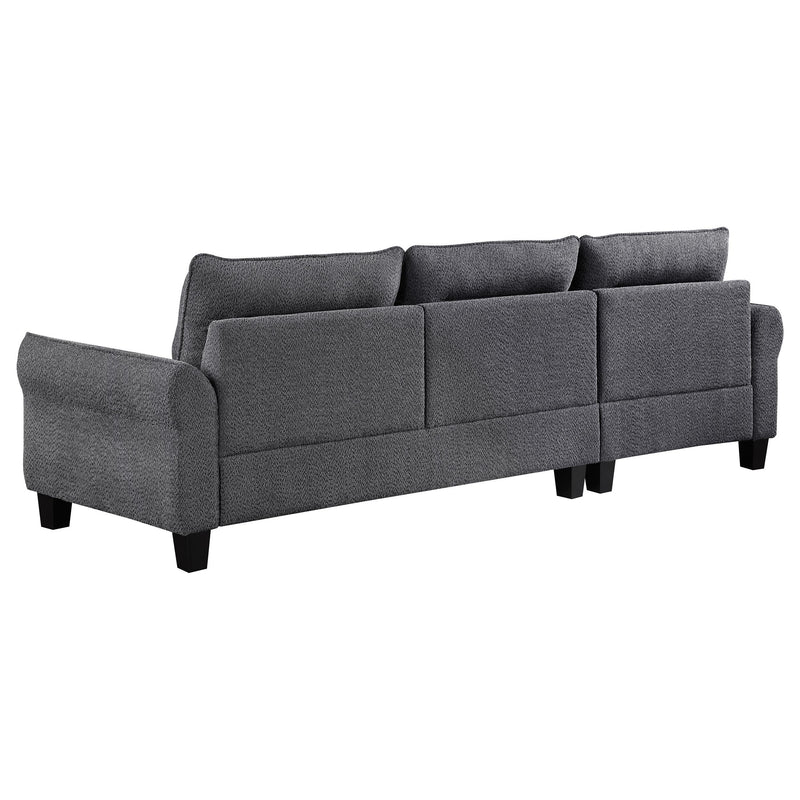  Coaster Furniture Caspian 509540 Upholstered Curved Arm Chaise Sectional Sofa - Grey IMAGE 7