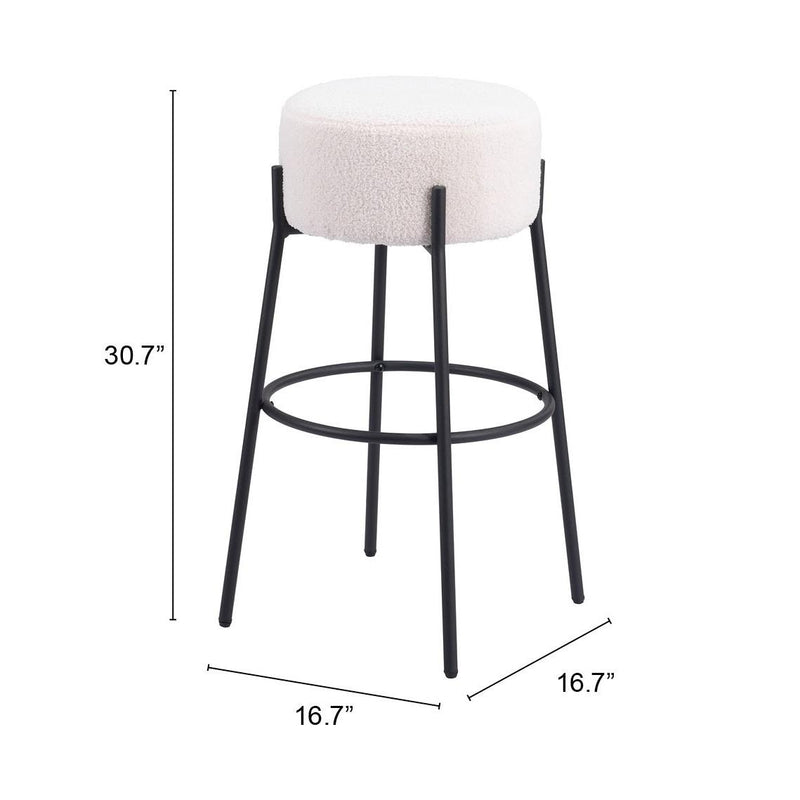 Zuo Blanche 109742 Barstool - Ivory IMAGE 6