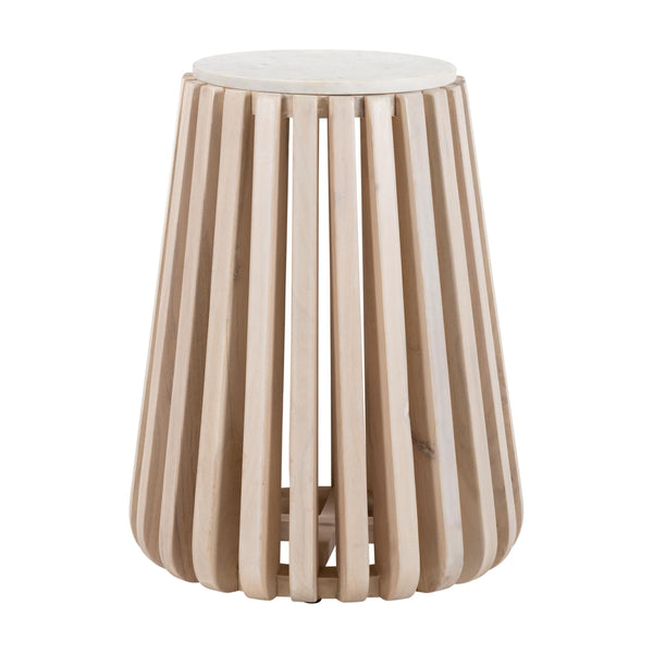 Zuo Cyprus 109915 Side Table - White & Natural IMAGE 1