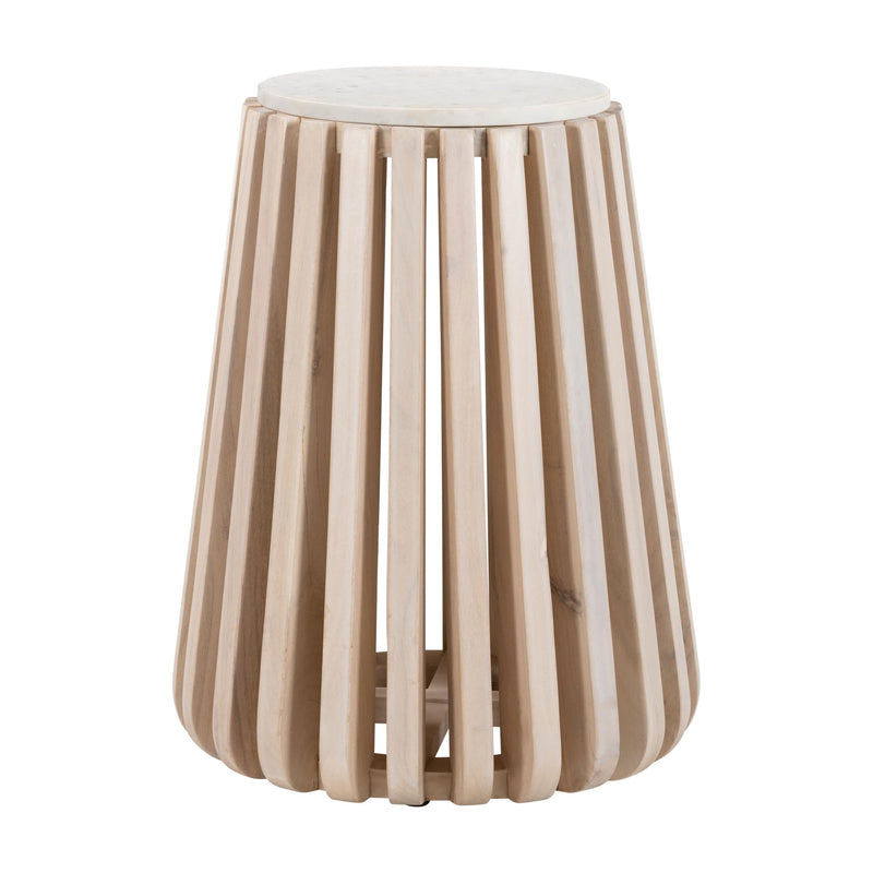 Zuo Cyprus 109915 Side Table - White & Natural IMAGE 1