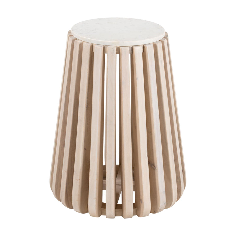 Zuo Cyprus 109915 Side Table - White & Natural IMAGE 2