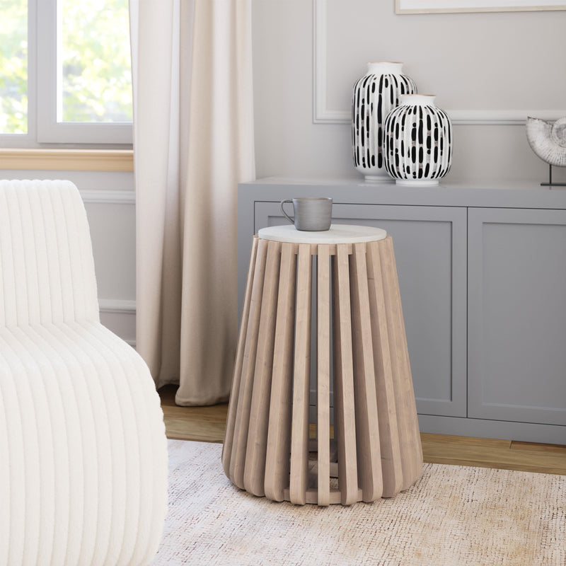 Zuo Cyprus 109915 Side Table - White & Natural IMAGE 6