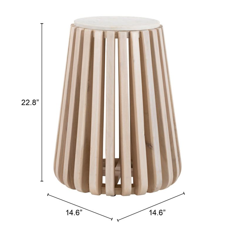 Zuo Cyprus 109915 Side Table - White & Natural IMAGE 7
