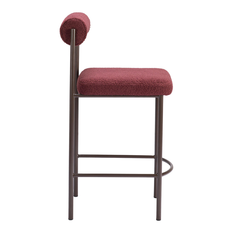Zuo Livorno 109813 Counter Stool - Red & Bronze IMAGE 2