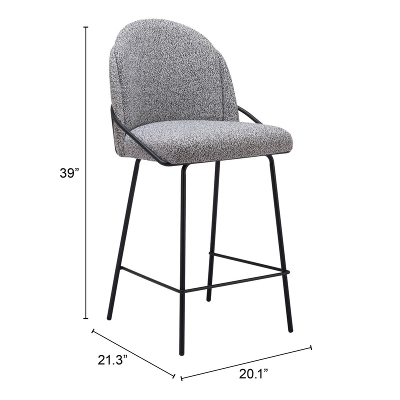 Zuo Jambi 109966 Counter Stool - Black & White IMAGE 8