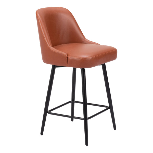 Zuo Keppel 109972 Swivel Counter Stool - Brown IMAGE 1