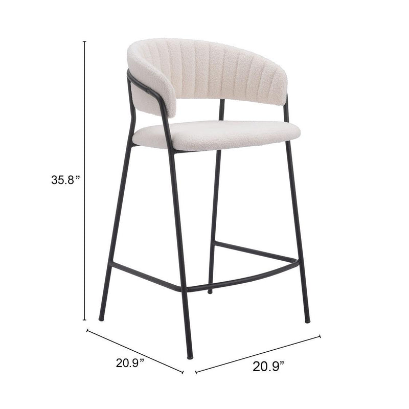 Zuo Josephine 109671 Counter Stool - Cream IMAGE 8