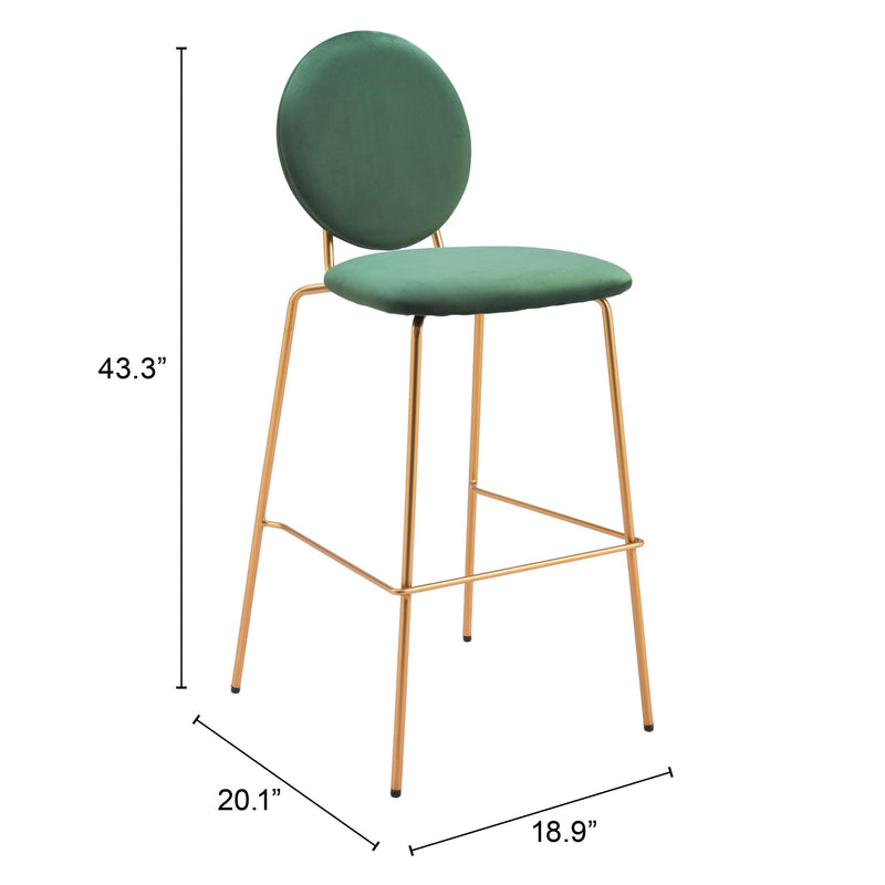 Zuo Odessa 109806 Barstool - Green & Gold IMAGE 8