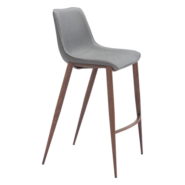 Zuo Magnus 109938 Barstool - Slate Grey & Walnut IMAGE 1