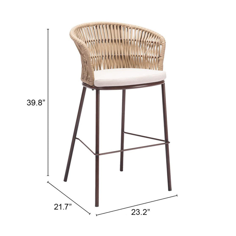 Zuo Freycinet 703990 Barstool - Natural IMAGE 10