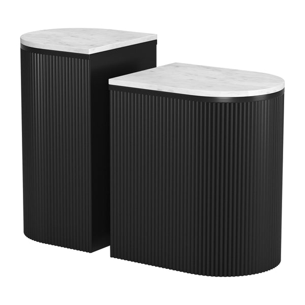 Zuo Ormara 109919 Side Table Set - White & Black IMAGE 1