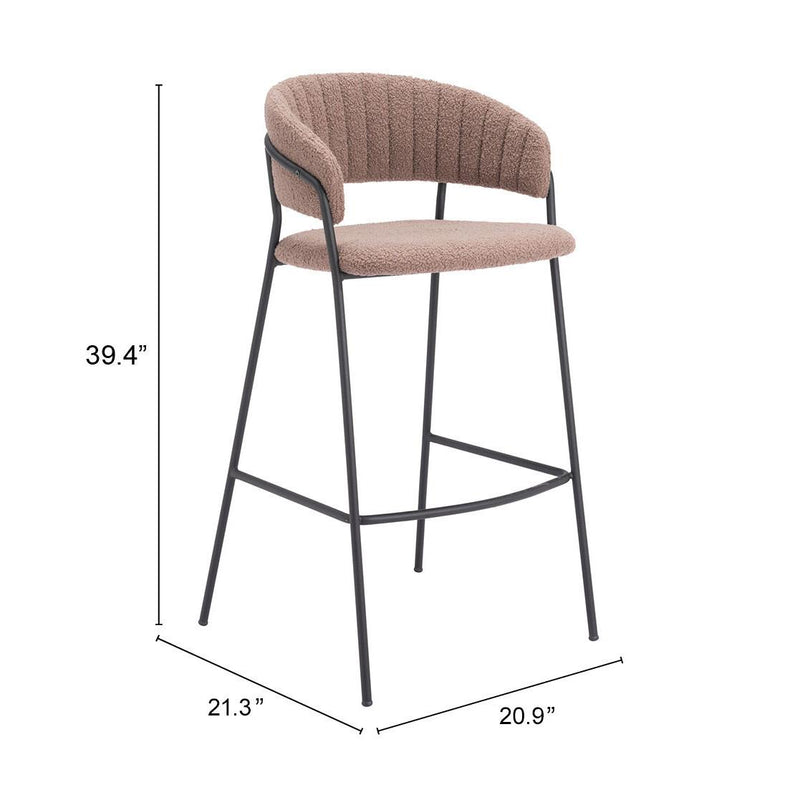 Zuo Josephine 109674 Barstool - Brown IMAGE 8