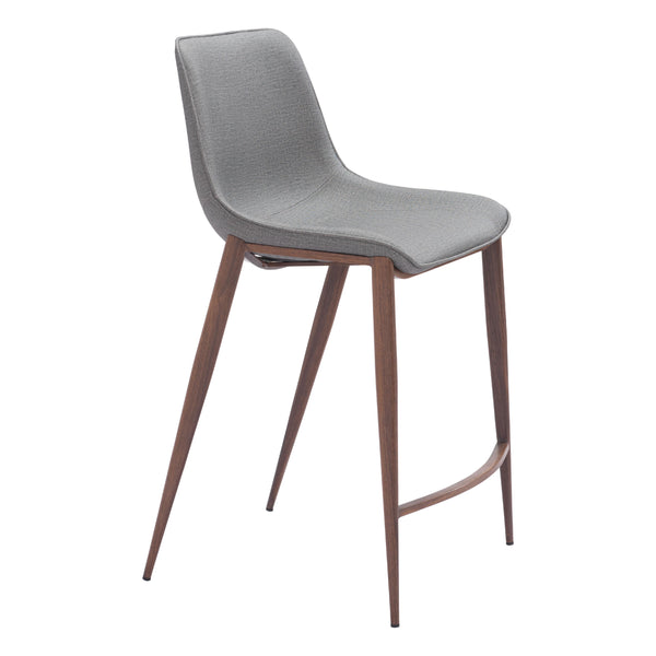 Zuo Magnus 109936 Counter Stool - Slate Grey & Walnut IMAGE 1