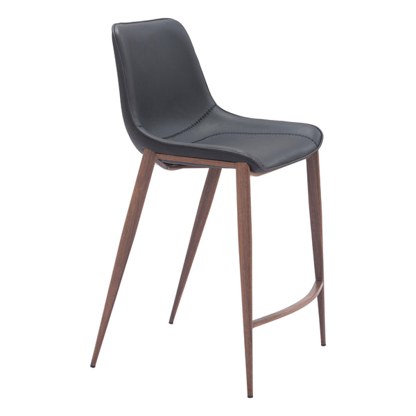 Zuo Magnus 109935 Counter Stool - Black & Walnut IMAGE 1