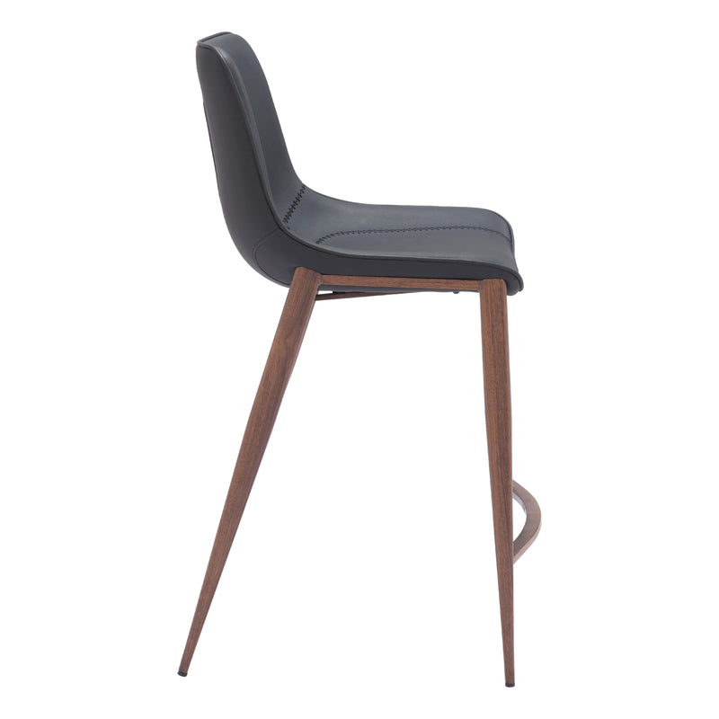 Zuo Magnus 109935 Counter Stool - Black & Walnut IMAGE 2