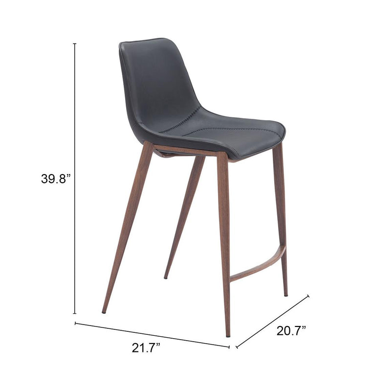 Zuo Magnus 109935 Counter Stool - Black & Walnut IMAGE 8