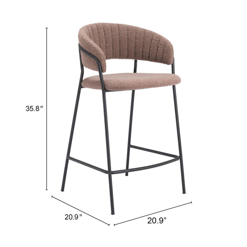 Zuo Josephine 109672 Counter Stool - Brown IMAGE 8