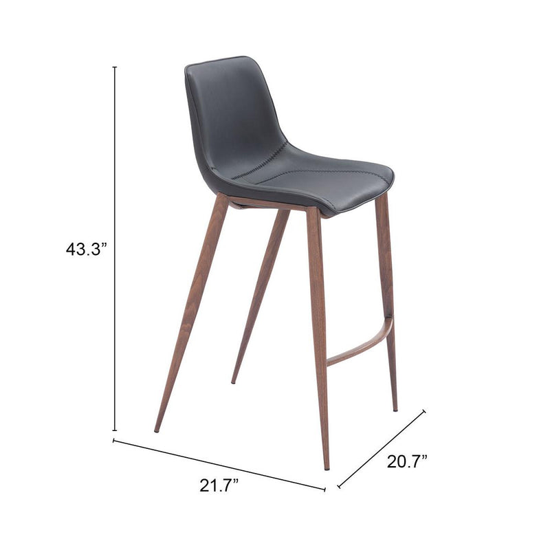 Zuo Magnus 109937 Barstool - Black & Walnut IMAGE 10